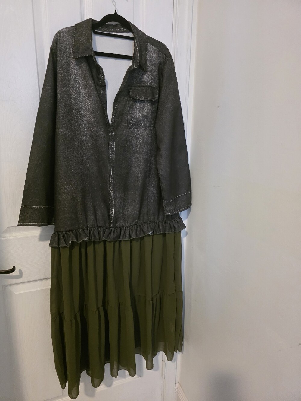 Lolly Boho Tiered Maxi Dress With Tiered Skirt in Green Size Large - Picture 9 of 11
